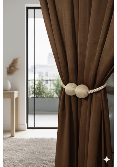 Mıknatıslı Perde Bağlama Aparat Aksesuarı Braçol Bej