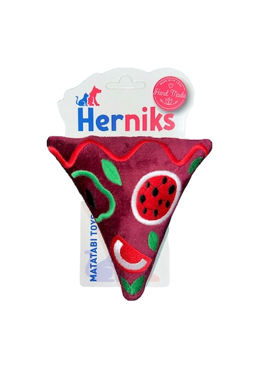 Herniks Sesli Peluş Nakışlı Köpek Oyuncağı Pizza 14 CM