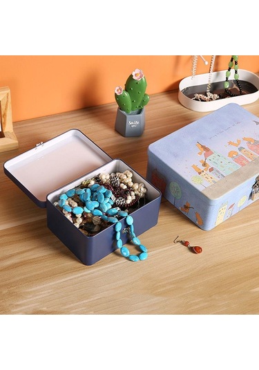 Kilit Anahtarlı Büyük Kapasiteli Teneke Kutu Metal Kutu Yüksek Kaliteli Masaüstü Saklama Kutusu Diğer