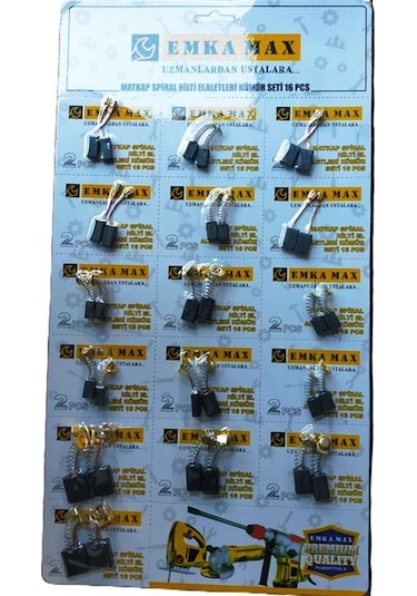 Matkap Sipiral Hilti El Aletleri Kömür Seti 16 Parça Matkap Kömürü Set Tamir Tadilat