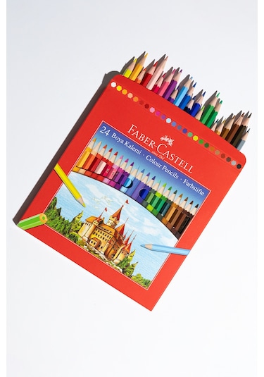 Faber-Castell Karton Kutu Boya Kalemi, 24 Renk, Yumuşak ve Canlı Renkler, Kolay Açılır
