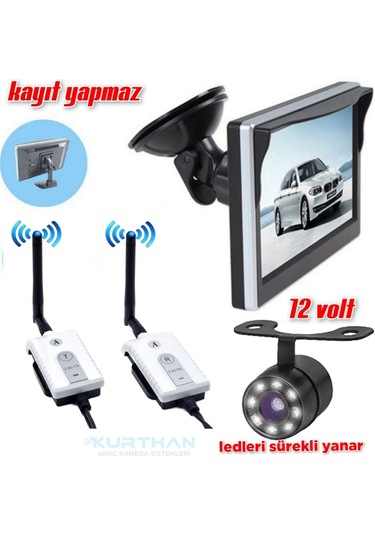 5 '' Monitör Ledli Kelebek Kamera Wifi Görüntü Aktarıcı Seti 12 V