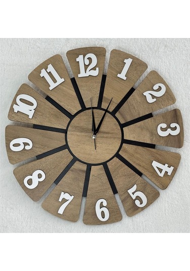 Ümra Lazer Yeşil Dekoratif Ahşap Duvar Saati 40 Cm Sessız Akar Mekanizma Geometrik 40 Cm Yuvarlak Reçine Ahşap