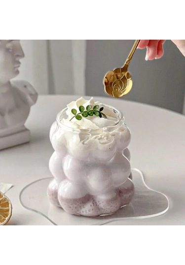 Neevoyu Cam Bardak, 350 Ml, Şarap Üzümü Deseni, Pyrex, Şeffaf, 1 Adet Şeffaf