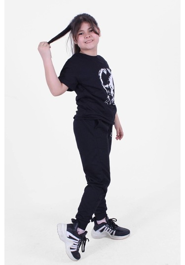 Fyk Kids Atatürk-ımza-bayrak Baskılı Unisex Takım Siyah