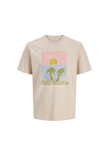 Jack & Jones Jordown Logolu Ekru/krem/bej Erkek Tişört 12286110 Bej