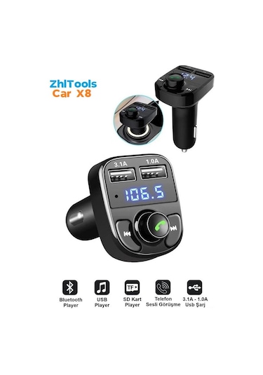 Zhltools Car X8 Otomobil Fm Transmitter Bluetooth Usb Mp3 Sd Kart