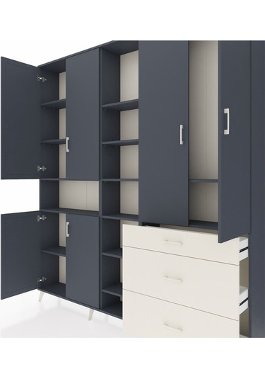 Arges Dolap 13 Raflı 3 Çekmeceli 6 Kapaklı 220x30x243 Antrasit-antrasit/aytaşı Antrasıt/aytası Arges Dolap 13 Raflı 3 Çekmeceli 6 Kapaklı 220x30x243 Antrasit-antrasit/aytaşı Antrasıt/aytası