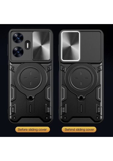 My Topped Realme C55 4g Tpu+pc Kılıf, Manyetik Tutucu, Cam Korumalı, Lens Koruma, Tam Uyumlu Kılıf