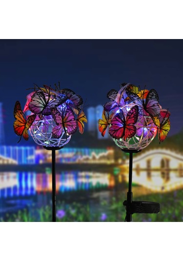 Yifomall Güneş Enerjili Bahçe Aydınlatması: 6 Kelebek 3 Yabanotu, Led Fener, Su Geçirmez, 8-11 Saat Işık Süresi, Bahçe Ve Çimenlik Dekorasyonu