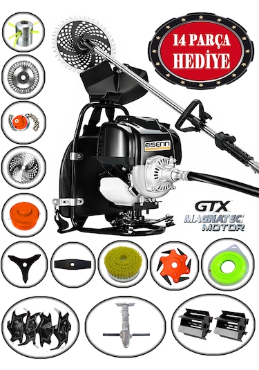 Eisenn German Black EIS RTX14 Pro Sırt Tırpan + Akrobat Çapalama + Toprak Eşeleme 14 Parça Full Set