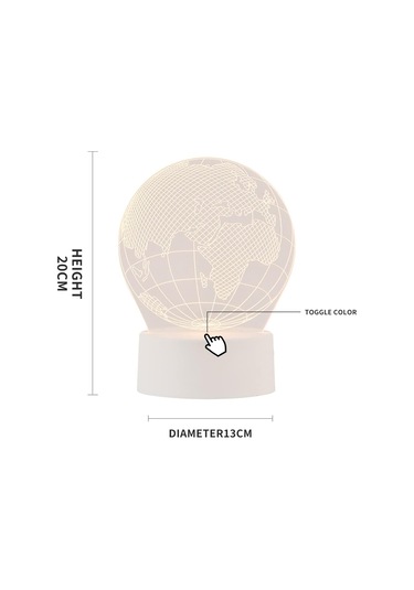 3d Dünya Küresi Amerika Globus Optik İllüzyon Gece Lambası 7 Renk Değiştiren Dokunmatik Anahtar Usb İle Çalışan Led Yatak Odası Dekorasyon Masa Lambası Tatil B İçin Çok Renkli