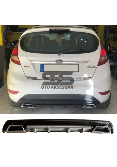 Ford Fiesta Mk7 Difüzör Arka Tampon Eki 2 Egzoz Çıkışlı Gri Lüx Tip