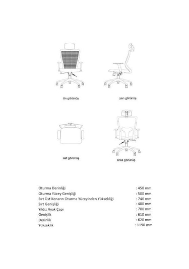 Dekofis Goldsit Quatro 000T Fileli Ofis Yönetici Çalışma Koltuğu
