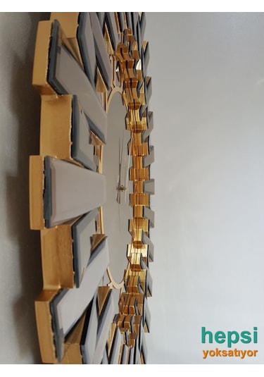 Güneş Golden Latin Bronze Altın Bronz 85 Cm Aynalı Duvar Saati