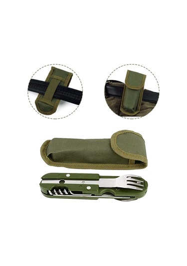 Sones Sy-ft008 7'si 1 Arada Çok İşlevli Açık Hava Kamp Taşınabilir Katlanır Sofra Takımı Kombinasyonu Yeşil