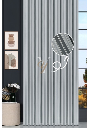 Simli Çift Makarna Tül Perde 2201 V-altın Altın