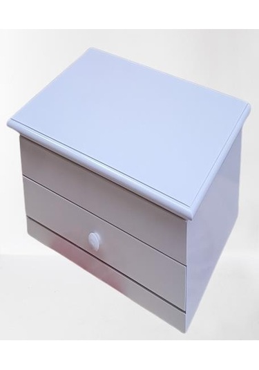 Hobi Adn Dekoratif Makyaj Kutu Çekmece Bölmeli Ahşap Mdf Beyaz Lake Boya El Yapım