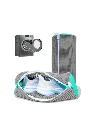 Didadodo Gri Ayakkabı Yıkama Çantası, Yeniden Kullanılabilir Yıkama Kılıfı Gri