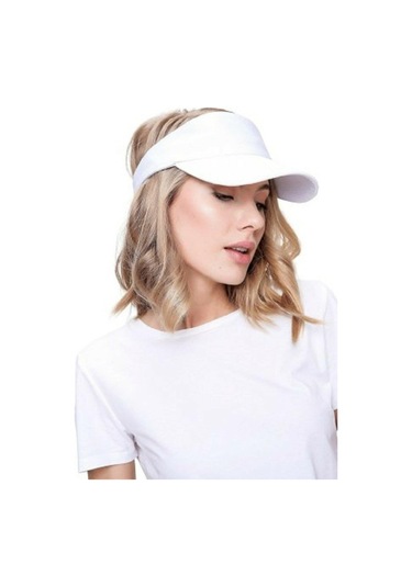 Unisex Uv Koruyucu Vizör Kasket Siperlik Tenis Şapka Beyaz