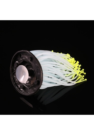 Vkemall Sarı Küçük Silikon Deniz Anemonu - Akvaryum Dekorasyonu, Işıklı Görünüm, Suya Güvenli, Sıkıcı Tutucu