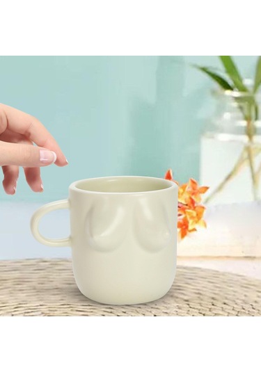 Suntek Kadın Vücut Sanatı Seramik Su Bardağı 300 Gri-beyaz Gri Beyaz