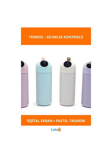 Dijital Göstergeli Şık Termos Sıcak Soğuk İçin Ideal Çok Renkli