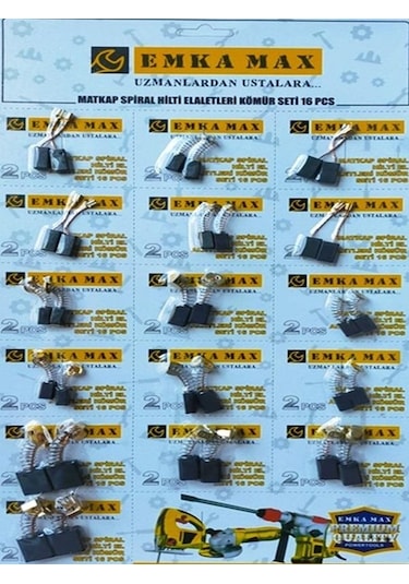 Matkap Sipiral Hilti El Aletleri Kömür Seti 16 Parça Matkap Kömürü Set Tamir Tadilat