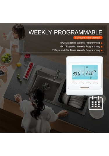 Pazly Dahili Sensörlü Elektrikli Lcd Ekran Dijital Termostat Akıllı Sıcaklık Kontrol Cihazı
