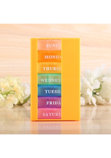 Geekyou Turuncu 21 Izgara Haftalık İlaç Kutusu - Gıda Seviyesi Pp, Şeffaf Kapak, Kolay Erişim Ve Taşıma Turuncu