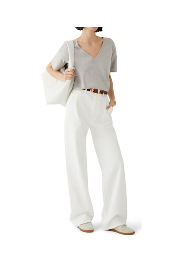 Loulou Studio Geniş Paça Kot Pantolon Ivory