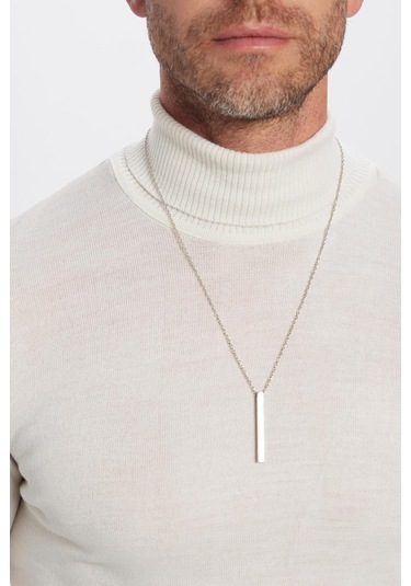 Erkek Slim Fit Dar Kesim Tam Boğazlı Yaka Düz Yün Beyaz Triko Kazak-25727 Beyaz