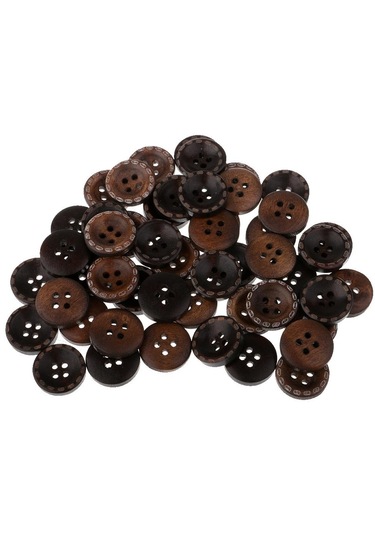 Homyl 50 Parça Vintage 4 Delik Ahşap Düğmeler Dikiş Giyim