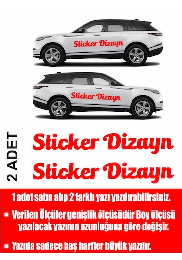 Kişiye Özel Yazı - 2 Adet Isim Soyisim Yazı - Araba - Oto - Araç -motosiklet - Karavan Sticker Etiket 00096 50 Cm