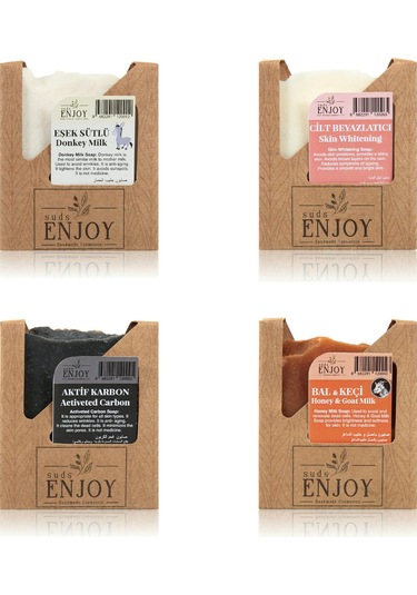 Suds Enjoy Doğal Eşek Sütü + Cilt Beyazlatıcı + Aktif Karbon + Bal ve Keçi Sütü Sabun 100 G