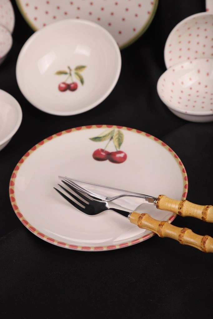 Bambum By Bambum Cherish 14 Parça Porselen Kahvaltı Takımı Kahvaltı Seti Kahvaltılık- Sunum Seti Beyaz