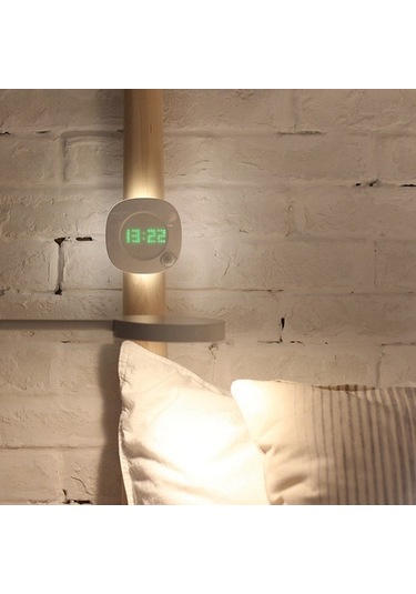 Goldenqian Ev Oturma Odası Dekor Sensör Led Duvar Saati Dijital Zaman Gece Lambası U2fgtv Beyaz