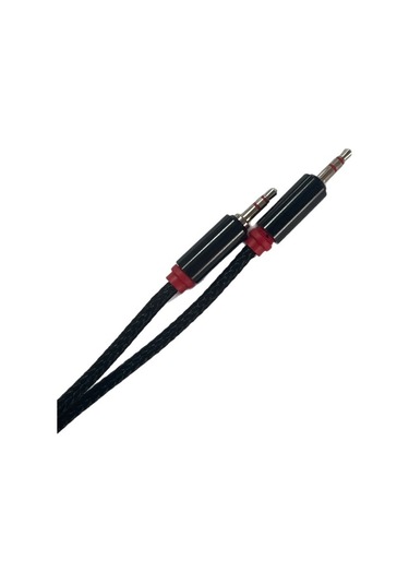 Hasır Örgülü 2 Metre Aux Kablosu Ses Kablosu 3.5 Mm Siyah