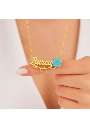 Unutma Beni Çiçeği İsimli Altın Kaplama Gümüş Kolye Gold