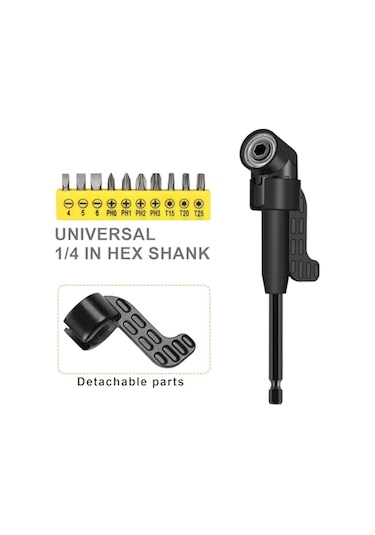 Xurunkeji 17 Adet Esnek Matkap Ucu Uzatması, 3 Adet Döndürülebilir Soket Adaptörü, 3 Adet Dik Açı Matkap Aparatı, 10 Tornavida Ucu