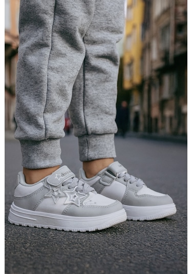 Kız Çocuk Yıldız Detaylı Sneaker Ayakkabı Gri