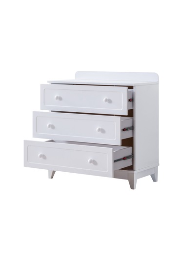 Mira Çocuk Odası Takımı, Mira Yavrulu Karyola, Berlin 3 Kapaklı Dolap, Şifonyer - Beyaz