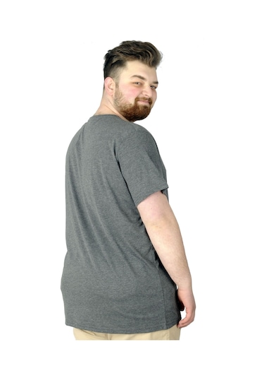 Mode Xl Büyük Beden Tshirt Baskılı Flu 22152 Antramelanj 001