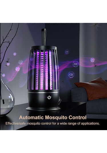 Geeksen Şarj Edilebilir Sessiz Elektrikli Sinek Öldürücü Ve Gece Lambası 2'si 1 Arada