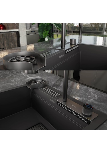 Real Stone Angel Granit Akıllı Eviye Seti Siyah 60 x 49 CM Siyah