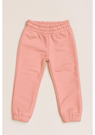 Kız Çocuk %100 Pamuk Beli Ve Paçası Lastikli Eşofman Altı - Pembe 2-3 Yaş 8-9 Yaş Pembe