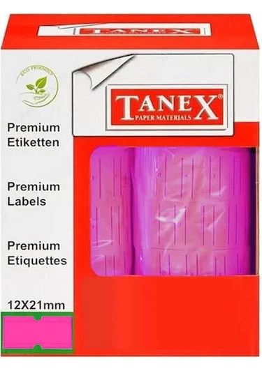 Tanex 12x21 Motex Çizgili Flo Pembe Etiket 800 Adet Diğer