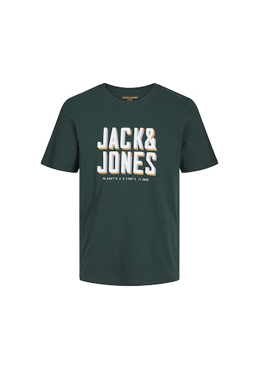 Jack & Jones Göğüs Logo Baskılı Tişört Grow 12249613 Pine Grove Koyu Yeşil
