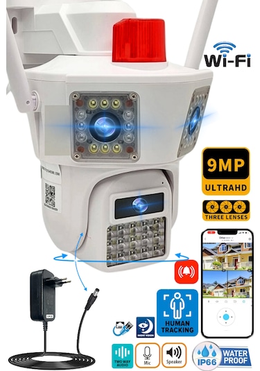 O-kam 3033, 9mp, Wifi, 3 Lens, Akıllı Kamera, Yapay Zeka