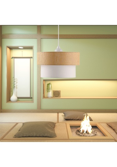 Rakkas Otantik Hasır Beyaz Pasta Sarkıt Yatak Odası Avize Salon Avize Yemek Odası Kahverengi